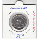1931 5 Lire Argento San Marino SPL/FDC